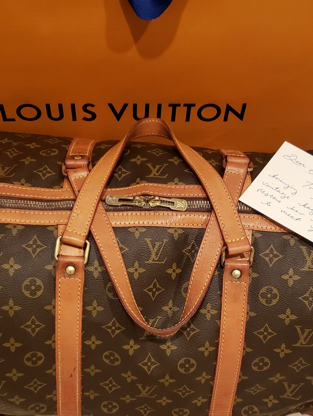 💖100% Authentic Vintage LOUIS VUITTON Monogram Sac Souple 55 *FREE Tag/Lock/Key - Picture 14 of 16